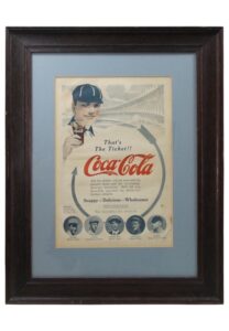 1910s-1940s Framed Coca-Cola & Louisville Slugger Advertisements With Ruth, Gehrig, Foxx, Ott