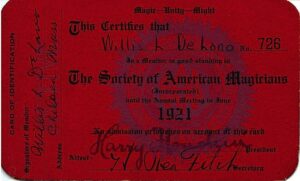 1921 Harry Houdini Autographed Member Card – Society of American Magicians