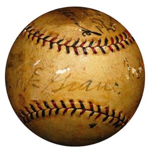 1923 Game-Used World Series Baseball Autographed By John McGraw & Others