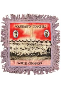 1924 World Championship Washington Nationals Silk Pillowcase Featuring Walter Johnson & Others