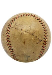 1927 Babe Ruth, Lou Gehrig & Miller Huggins NY Yankees Triple-Signed OAL Baseball