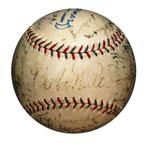 1929 NY Yankees Team Autographed Baseball