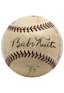 1929 NY Yankees Team Signed OAL Baseball with Ruth, Gehrig & Others