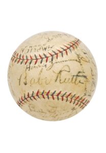 1930 NY Yankees Team Autographed Baseball with Ruth & Gehrig