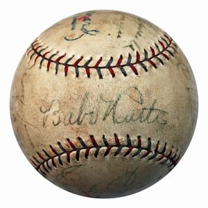 1930 NY Yankees Team Autographed Baseball with Ruth & Gehrig