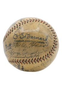 1930 Philadelphia Athletics Team Signed OAL Baseball With Foxx, Grove, Cochrane & Simmons