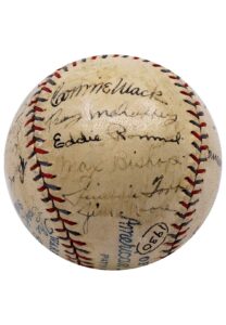 1930 Philadelphia Athletics Team Signed OAL Baseball With Foxx, Grove & Mack