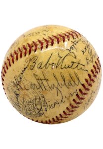 1930s Hall Of Famers & Stars Multi-Signed Baseball Including Ruth, Gehrig, Foxx, Ott