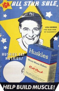 1930s Lou Gehrig IGA Huskies Cardboard Display Piece