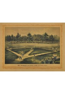 1930s Sidney Z. Lucas “The Champions Of The Ball Racket, On The Diamond Field” & “The American National Game Of Base Ball” Lithographs