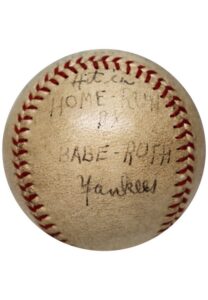 1932 Game-Used Babe Ruth Home Run OAL Baseball W. Loose Attribution