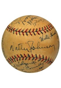 1933 Cleveland Indians Team Signed OAL Baseball Including Walter Johnson