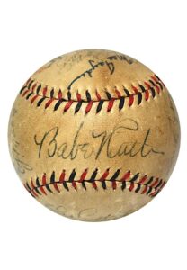 1933 New York Yankees ONL Team-Signed Baseball Featuring Babe Ruth & Lou Gehrig