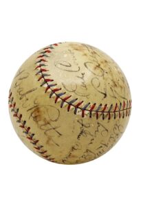 1933 New York Yankees Team-Signed OAL Baseball With Bold Ruth & Gehrig