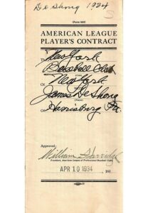 1934-35 Don Heffner, James DeShong, & Monte Pearson New York Yankees & Cleveland Indians Player Contracts