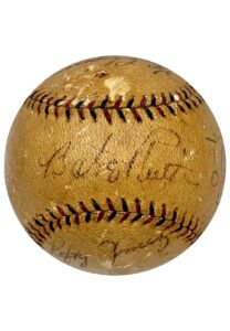 1934 Babe Ruth, Lou Gehrig & Others Multi-Signed Game-Used West Point Baseball