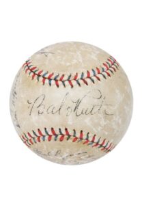 1934 NY Yankees Team Autographed Baseball with Ruth Gehrig & “Three Finger” Newkirk