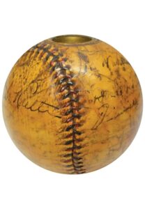 1934 Tour Of Japan Multi-Signed Baseball Lighter Featuring Babe Ruth, Jimmie Foxx & Connie Mack