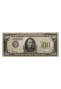 1934 United States Federal Reserve $500 Bill