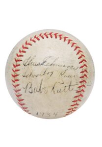 1934 World Series Autographed Baseball With Babe Ruth