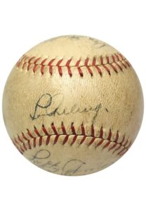 1936 New York Yankees Team-Signed ONL Baseball Featuring Bold Sweet Spot Gehrig