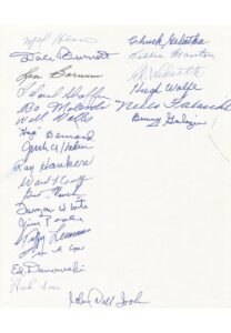 1938 NFL Champions New York Giants Autographed Team Sheet