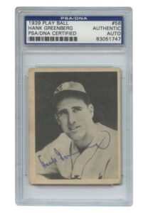 1939 Hank Greenberg Play Ball #56 Autographed Encapsulated Card