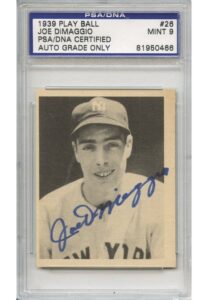 1939 Joe DiMaggio Autographed Play Ball Baseball Card #26