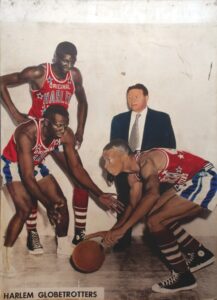 1940-50s Original Harlem Globetrotters Oversized Arena Sign with Goose Tatum