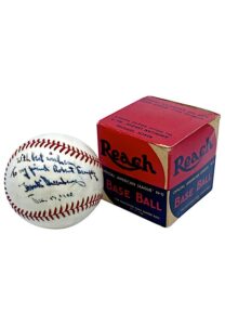 1940 Hank Greenberg Single-Signed & Inscribed Baseball With Original Reach Box