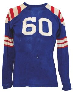 1940’s Colorful Red White and Blue Football Jerseys and Helmets