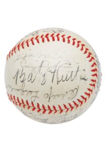 1940s Multi-Signed Baseball With Eight Hall of Famers Including Ruth and Others