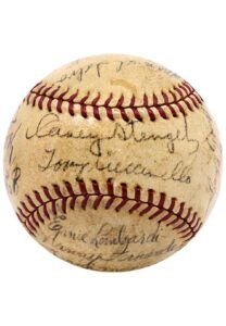 1942 Boston Braves Team-Signed ONL Baseball Including Rookie Spahn