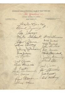 1944 NY Yankees Team Signed Sheet on Yankees Letterhead