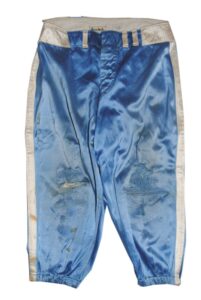 1944 Tom Sunkel Brooklyn Dodgers Game-Used Blue Satin Night-Game Pants