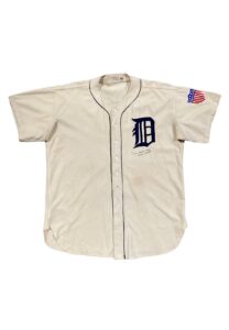 1945-46 Birdie Tebbetts Detroit Tigers Game-Used & Signed Home Flannel Jersey