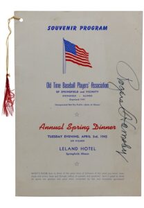 1945 Rogers Hornsby Autographed “Old Time Baseball Players Association” Dinner Souvenir Program