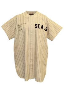 1946 Larry Jansen PCL San Francisco Seals Game-Used & Autographed Home Flannel Jersey