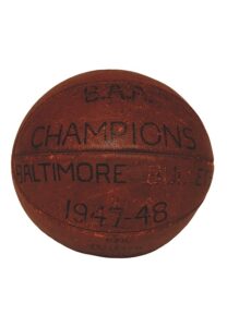 1947-48 Baltimore Bullets BAA Championship Game-Used Basketball Presented to Paul Hoffman