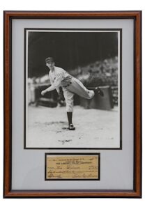 1948 Lefty Grove Autographed Bank Check Framed Display Piece