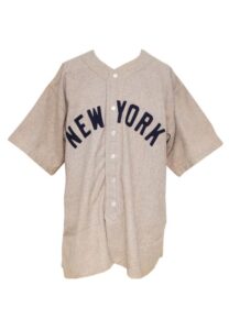 1949 Bill Dickey Movie Worn New York Yankees Road Flannel Jersey & Cap from “The Stratton Story”