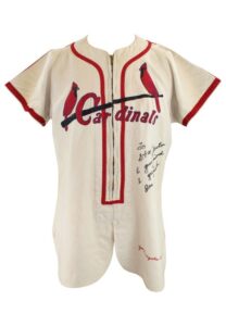 1949 Joe Garagiola St. Louis Cardinals Game-Used & Autographed Home Flannel Jersey