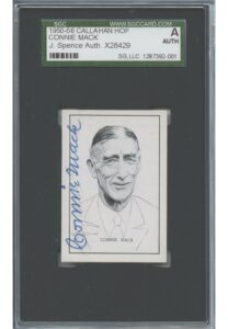 1950-56 Callahan HoF Connie Mack Autographed and Encapsulated W576 Card