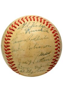 1950 Brooklyn Dodgers Team-Signed Baseball Featuring Robinson & Campanella