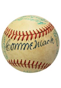 1950 Philadelphia Athletics Team-Signed Baseball Highlighted By Connie Mack