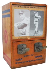 1950s “Novelty Card Vendor” Exhibit Card Machine with Joe DiMaggio & Mickey Mantle Cards