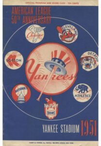 1951 New York Yankees American League 50th Anniversary Official Game Program