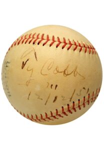 1951 Ty Cobb Single-Signed Baseball