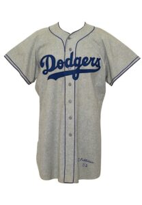 1952 Clarence “Bud” Podbielan Brooklyn Dodgers Game-Used Road Flannel Jersey