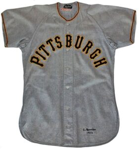 1953 Carlos Bernier Rookie Pittsburgh Pirates Game-Used Road Flannel Jersey